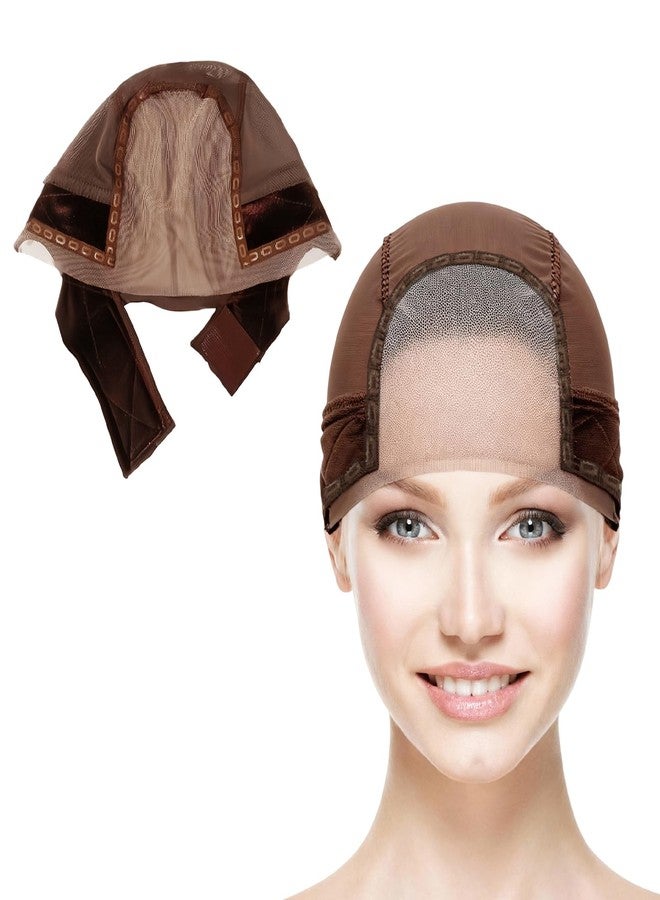 Bolsdoic Lace Wig Cap for Women,Non-Slip Wig Cap with Velvet Grip Band, 4x5 Transparent Lace Front Glueless Wig Gripper for Keeping Wigs，Adjustable Elastic Headband（Brown） - Image 1